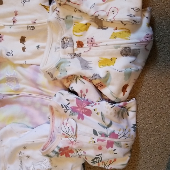 NIKE CARTERS One Pieces Euc Baby Girl 7 Lot Footed Sleepers Size